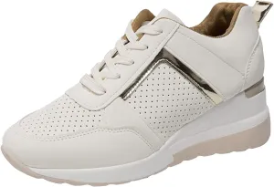 Women's Wedge Mesh Breathable Sports Shoes Round Head Sneakers Lace up Womens Fashion Shoes Lightweight Casual Breathable Sport Shoe with Arch Support