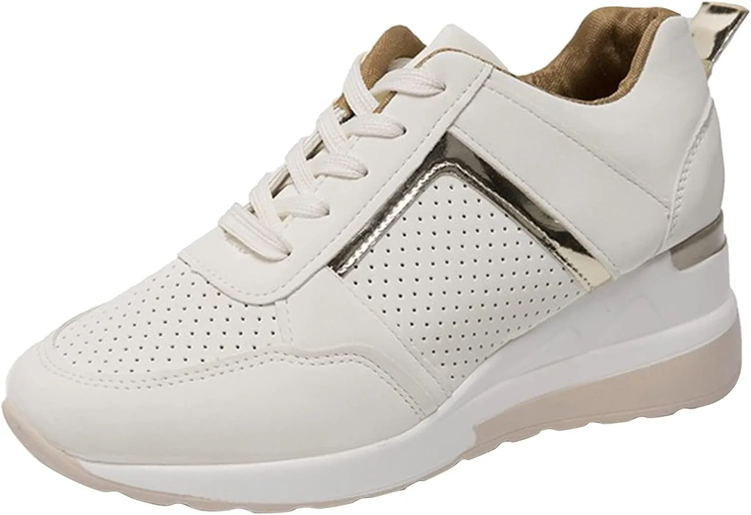 Women's Wedge Mesh Breathable Sports Shoes Round Head Sneakers Lace up Womens Fashion Shoes Lightweight Casual Breathable Sport Shoe with Arch Support