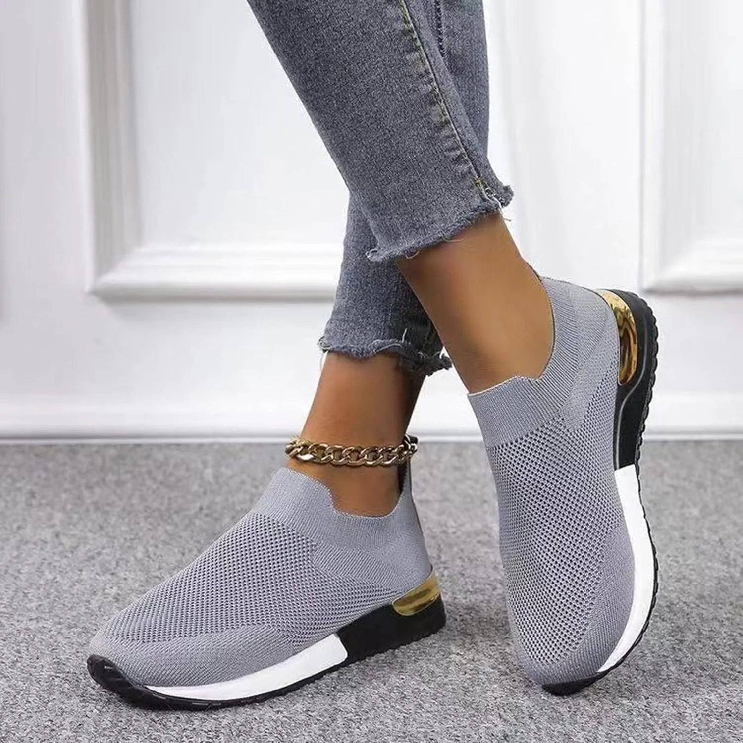Womens White Sneakers Nonslip Gym Sneakers for Women Cloud Shoes for Women Non Slip Comfortable Fashion Sneakers