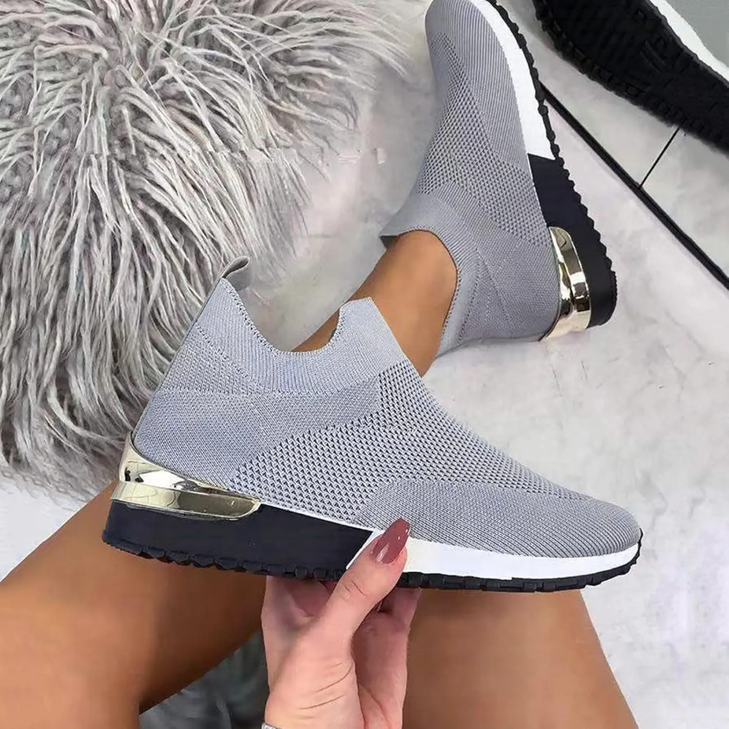 Womens White Sneakers Nonslip Gym Sneakers for Women Cloud Shoes for Women Non Slip Comfortable Fashion Sneakers