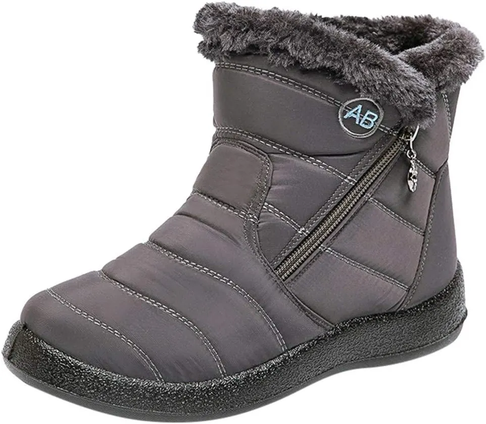 Womens Winter Boots Ankle Adults Slip On Waterproof Boots Womens Snow Boots Winter Shoes Warm Fur Lined Slip On Winter Boot Women Work Boots for Men Men's Winter Booties