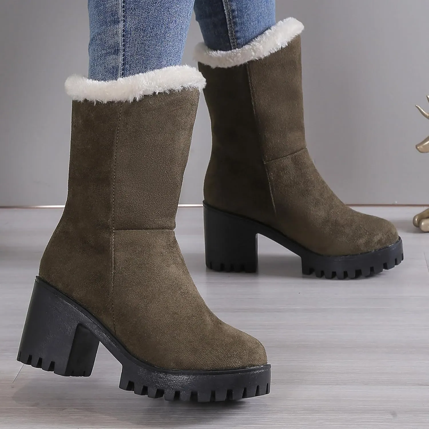 Women's Winter Snow Boots Waterproof Insulated Warm Fur Lined Ankle Booties Anti-Slip Slip On Walking Comfortable Outdoor