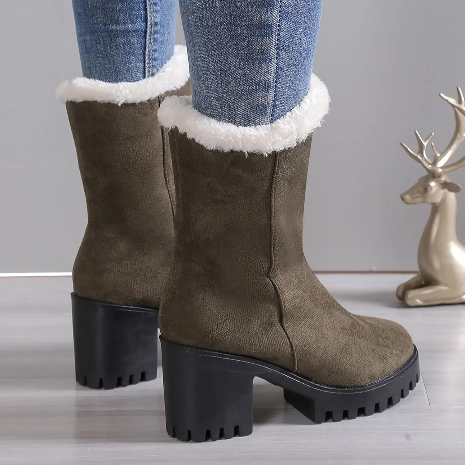 Women's Winter Snow Boots Waterproof Insulated Warm Fur Lined Ankle Booties Anti-Slip Slip On Walking Comfortable Outdoor