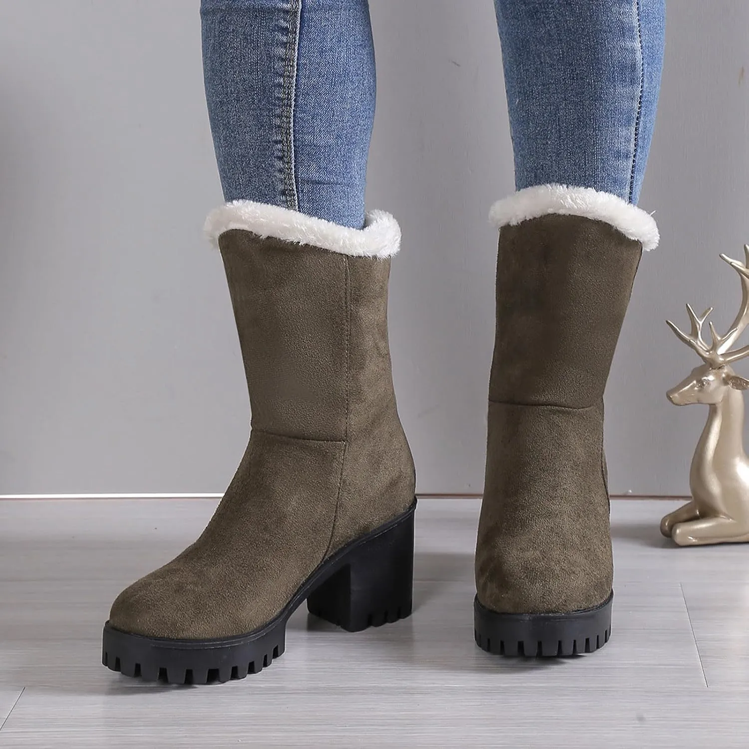 Women's Winter Snow Boots Waterproof Insulated Warm Fur Lined Ankle Booties Anti-Slip Slip On Walking Comfortable Outdoor