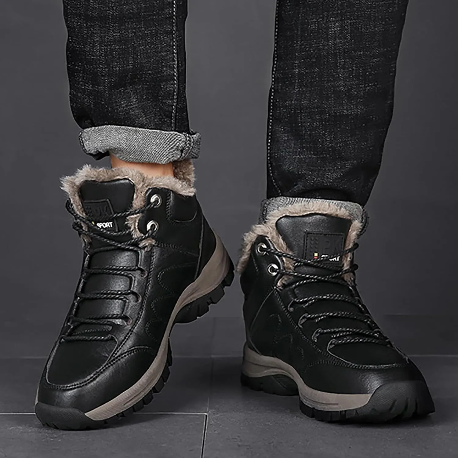 Work Boots for Men Composite Hiking Sneakers Shoes Warm Womens Safety Shoes Non Steel Toe Slip On Platform Shoes Lightweight Comfortable Hike Grounded Footwear