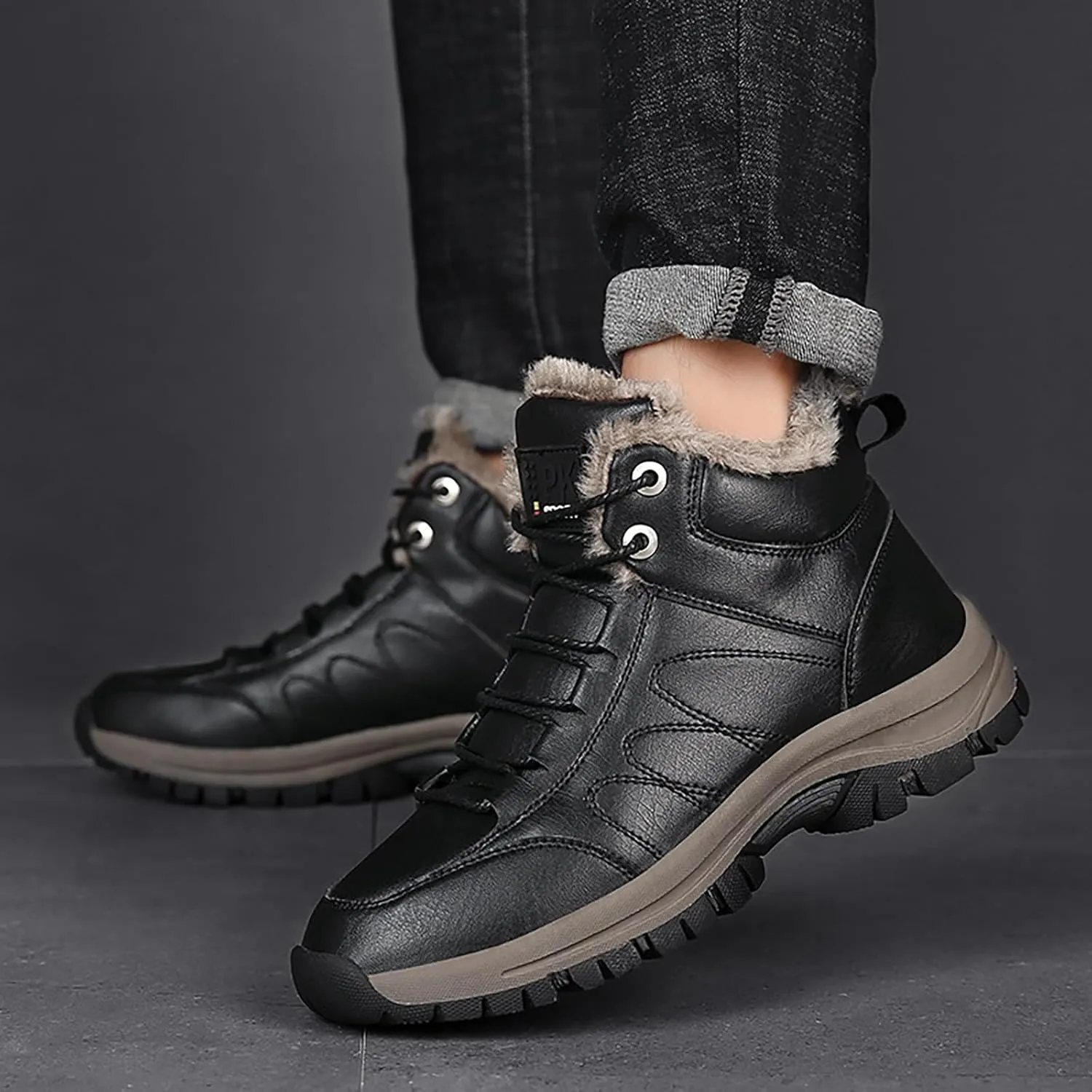 Work Boots for Men Composite Hiking Sneakers Shoes Warm Womens Safety Shoes Non Steel Toe Slip On Platform Shoes Lightweight Comfortable Hike Grounded Footwear