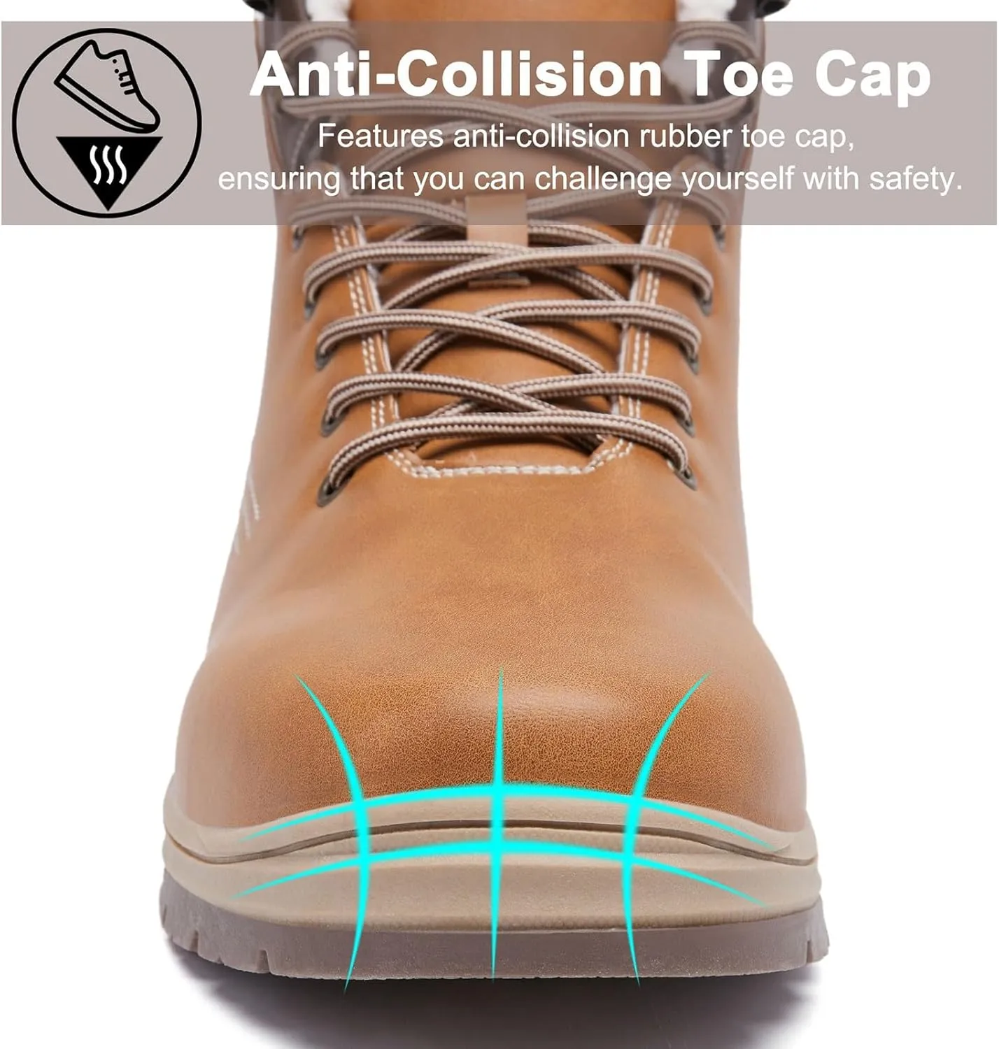 Work Boots for Men Composite Hiking Sneakers Warm Fur Lined Women Safety Shoes Winter Composite Safety Toe Waterproof Industrial Casual Hike Grounded Footwear