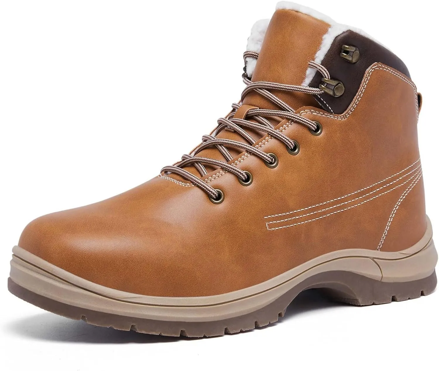 Work Boots for Men Composite Hiking Sneakers Warm Fur Lined Women Safety Shoes Winter Composite Safety Toe Waterproof Industrial Casual Hike Grounded Footwear