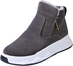 Work Boots for Men Cowboy Style Hiking Sneakers Fur Lined Ankle Boot Women Safety Shoes Soft Toe Waterproof Outdoor Shoes Lightweight Hike Grounded Footwear
