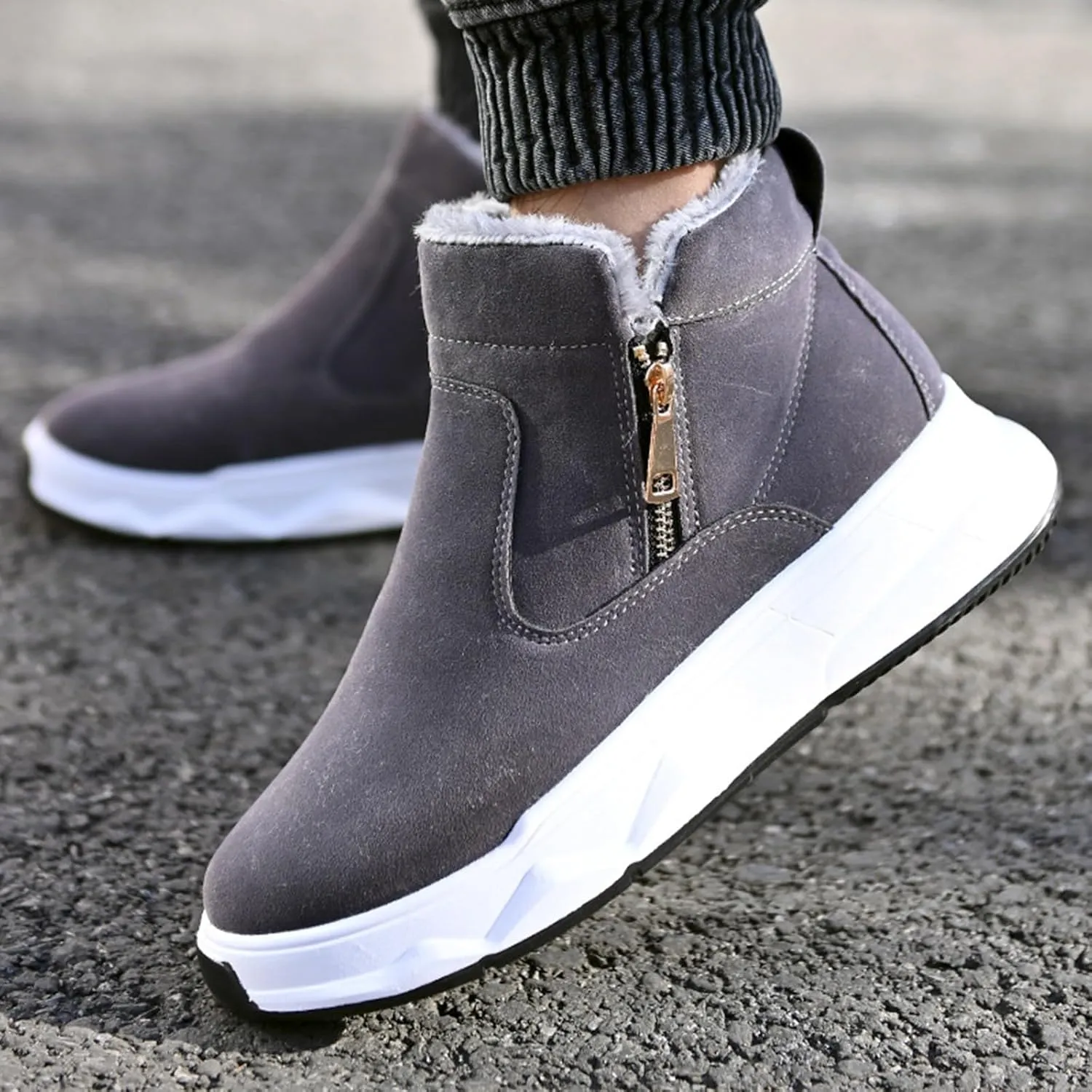Work Boots for Men Cowboy Style Hiking Sneakers Fur Lined Ankle Boot Women Safety Shoes Soft Toe Waterproof Outdoor Shoes Lightweight Hike Grounded Footwear