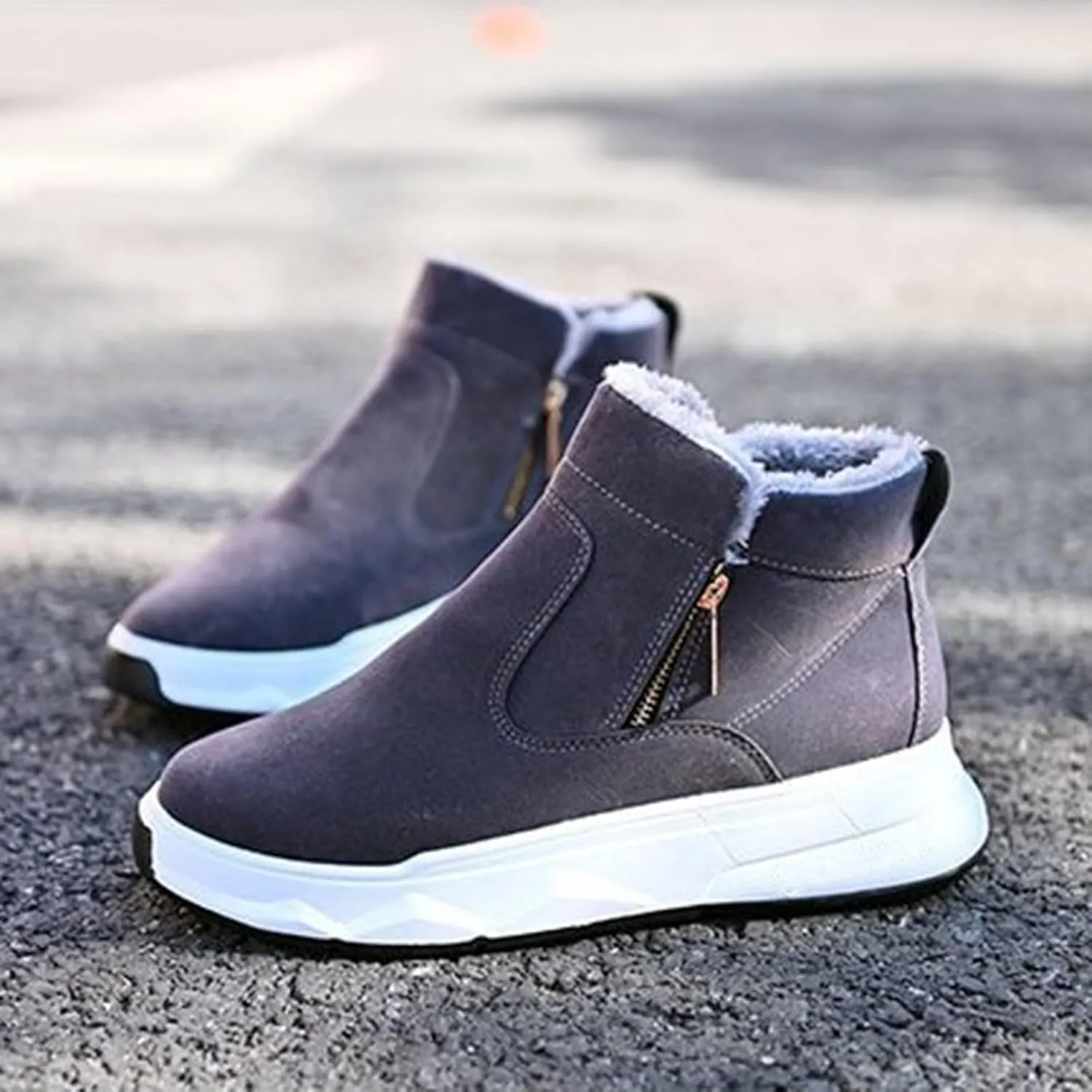 Work Boots for Men Cowboy Style Hiking Sneakers Fur Lined Ankle Boot Women Safety Shoes Soft Toe Waterproof Outdoor Shoes Lightweight Hike Grounded Footwear