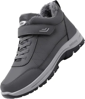 Work Boots for Men Cowboy Style Hiking Sneakers Warm Fur Lined Women Safety Toe Shoes with Zipper Outdoor Botas Waterproof Soft Toe Work Hike Grounded Footwear