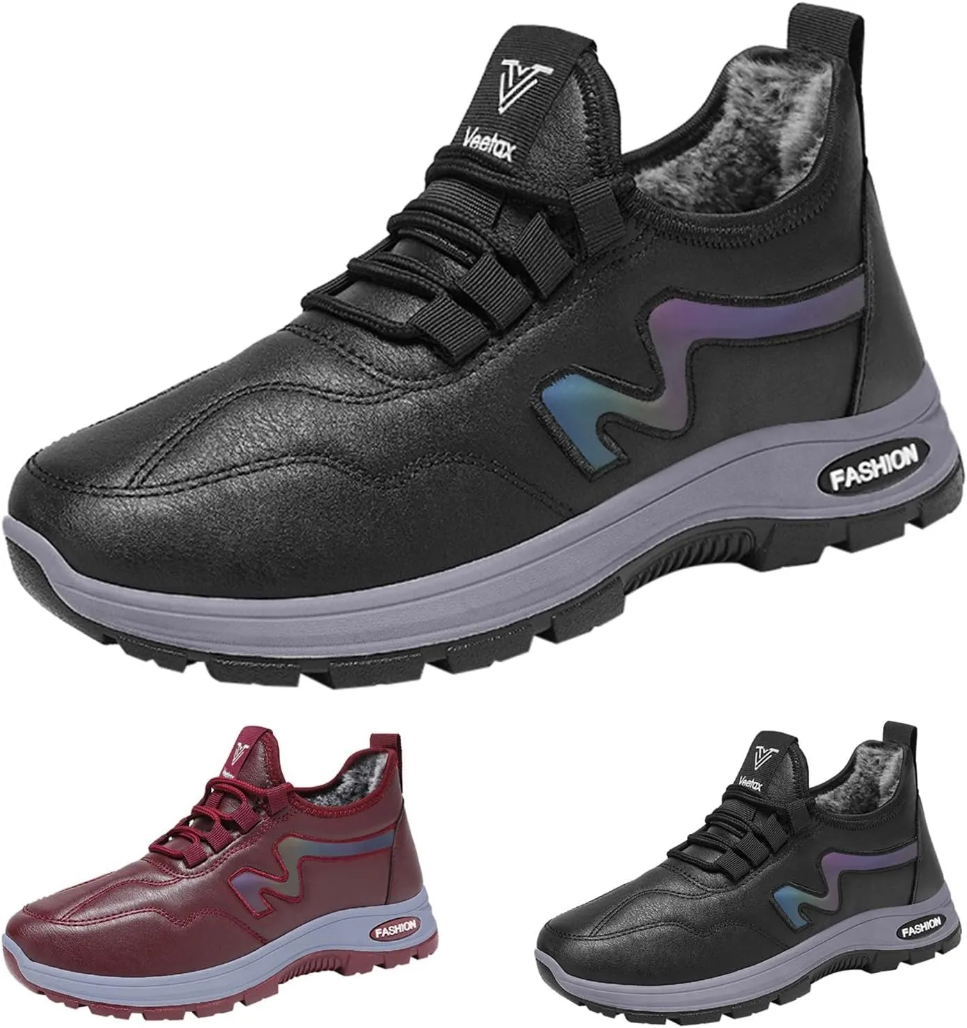 Work Boots for Men Cowboy Style Hiking Sneakers Warm Fur Lined Women Safety Toe Shoes with Zipper Outdoor Botas Waterproof Soft Toe Work Hike Grounded Footwear