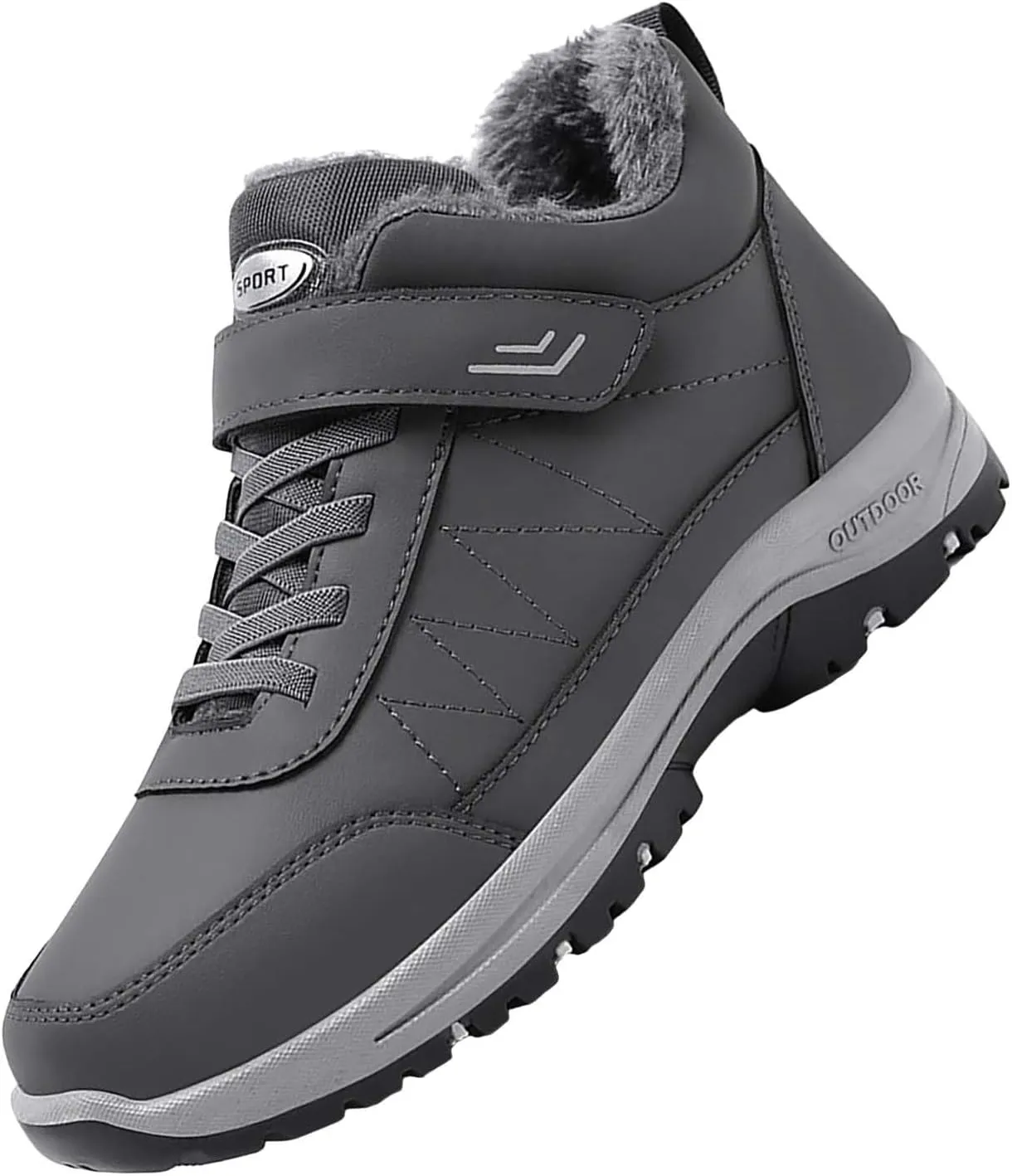 Work Boots for Men Cowboy Style Hiking Sneakers Warm Fur Lined Women Safety Toe Shoes with Zipper Outdoor Botas Waterproof Soft Toe Work Hike Grounded Footwear
