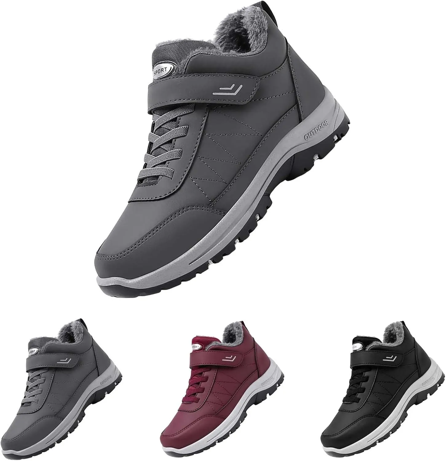 Work Boots for Men Cowboy Style Hiking Sneakers Warm Fur Lined Women Safety Toe Shoes with Zipper Outdoor Botas Waterproof Soft Toe Work Hike Grounded Footwear