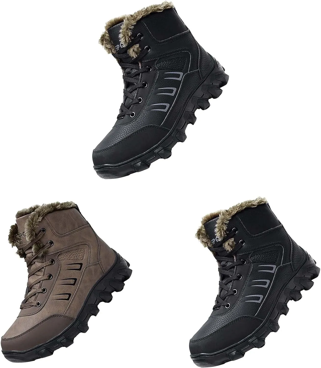 Work Boots for Men Steel Toe Hiking Sneakers Zip Up Fur Lined Workout Shoes for Women Composite Toe Slip On Platform Shoes Lightweight Comfortable Hike Grounded Footwear