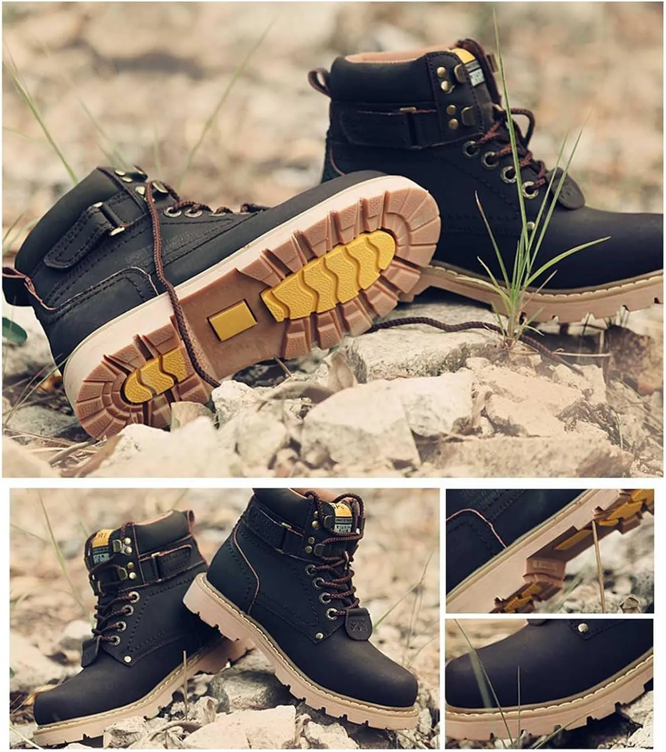 Work Boots for Men Waterproof Hiking Sneakers Shoes with Fur Lined Workout Shoes for Women Insulated Winter Outdoor Botas Waterproof Non Slip Hike Grounded Footwear