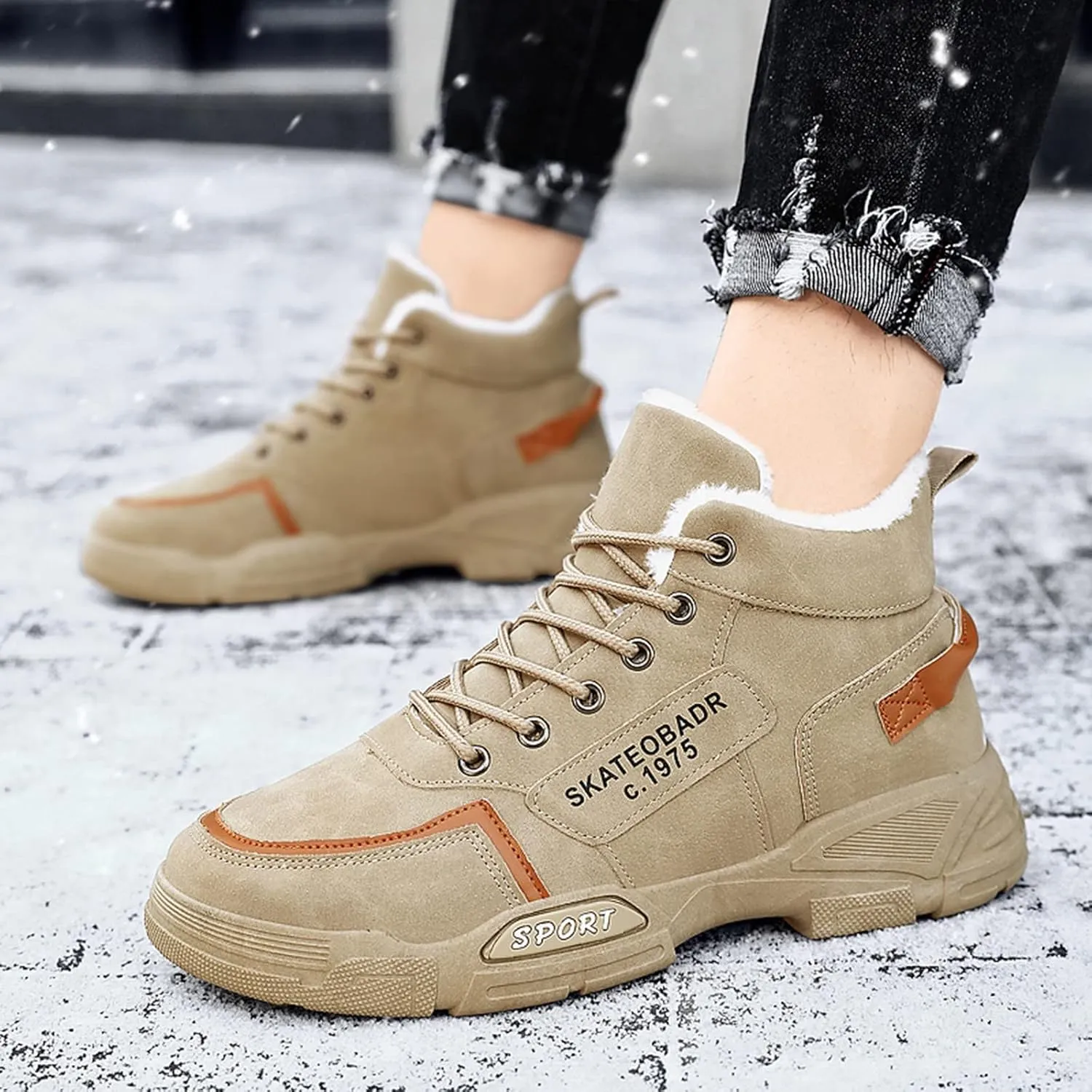 Work Boots for Men Waterproof Hiking Sneakers Warm Fur Lined Women's Safety Toe Shoes Nonslip Platform Sneakers Indestructible Hike Grounded Footwear