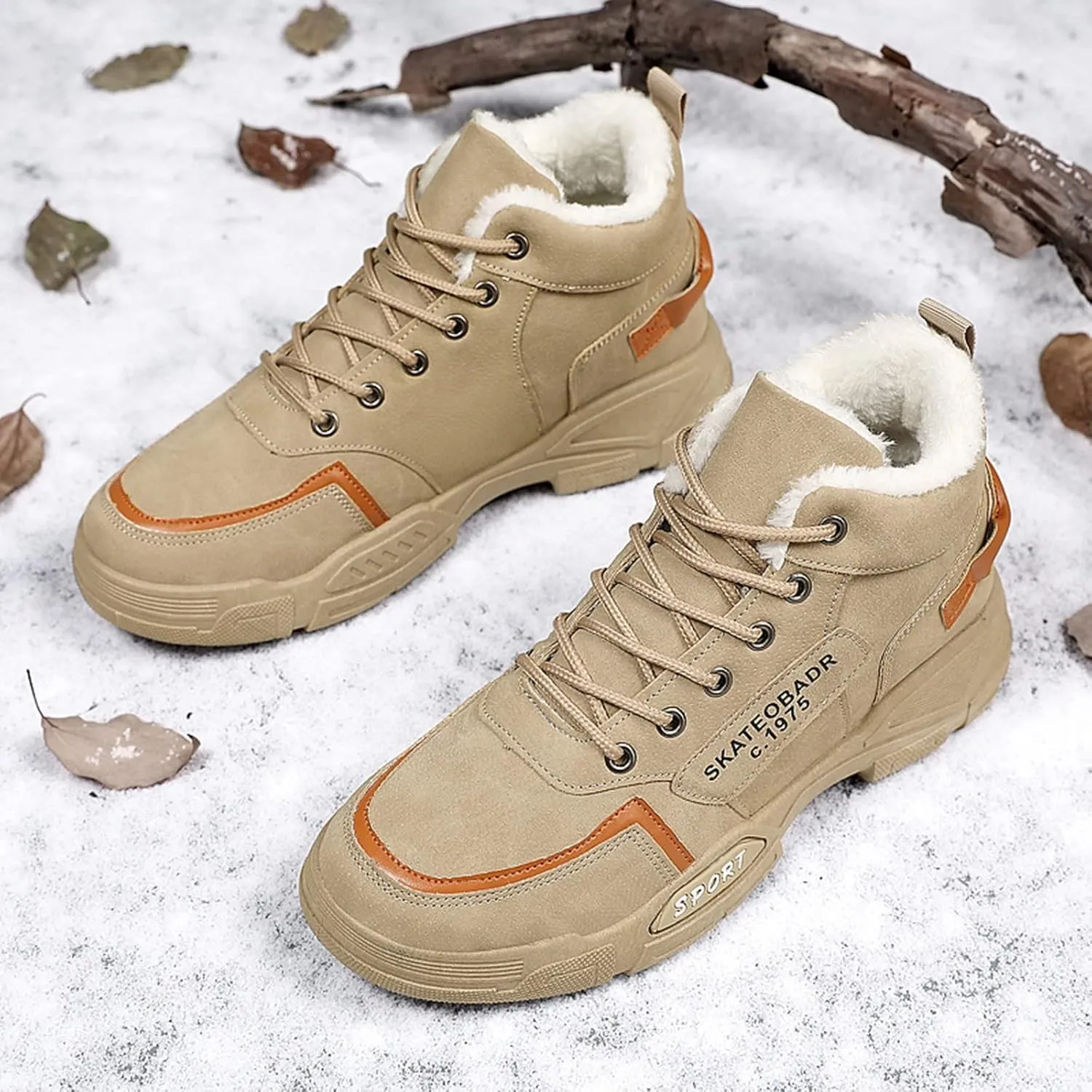 Work Boots for Men Waterproof Hiking Sneakers Warm Fur Lined Women's Safety Toe Shoes Nonslip Platform Sneakers Indestructible Hike Grounded Footwear
