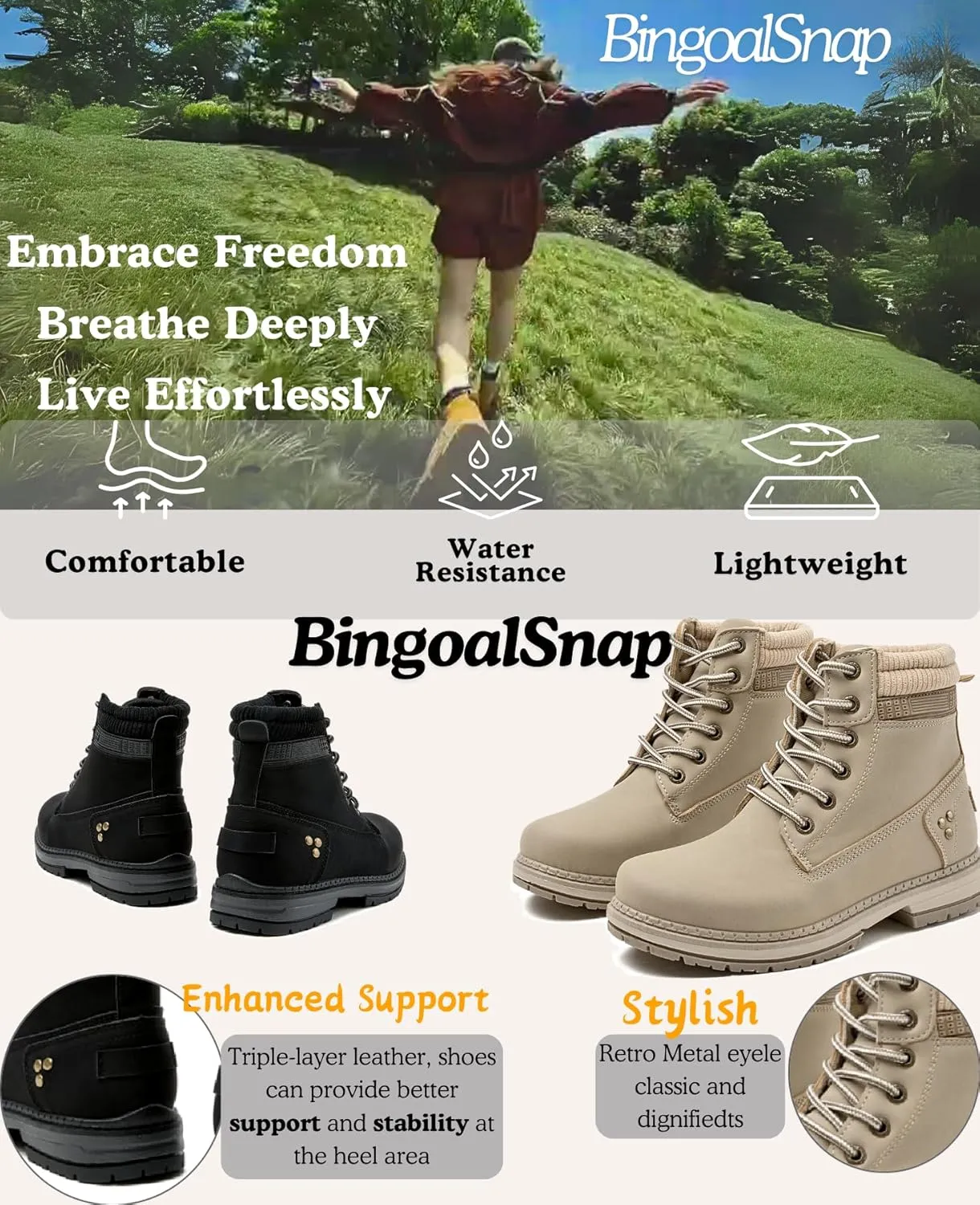 Work Hiking Boots Women - Comfortable Waterproof High Top Camping