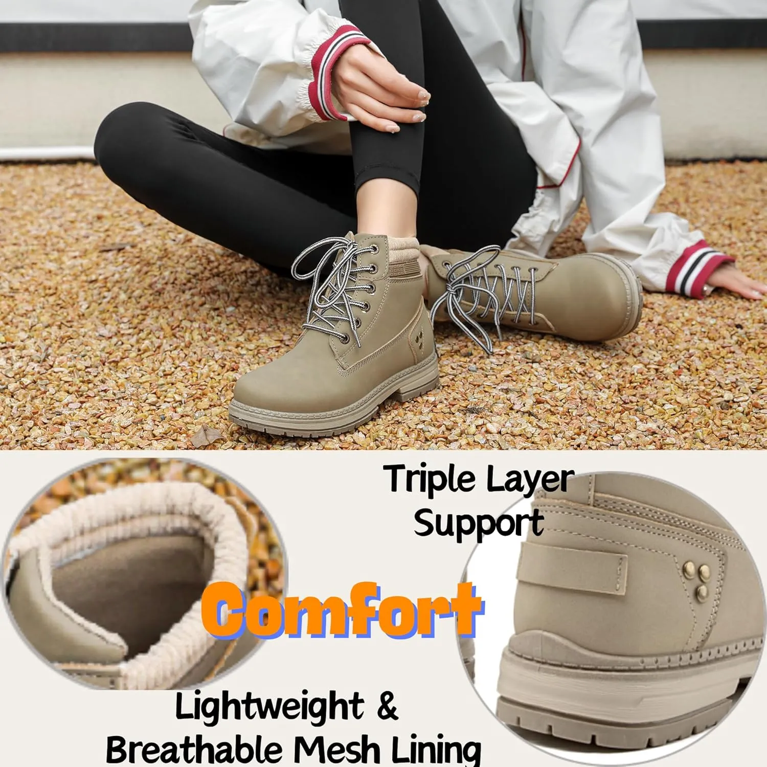 Work Hiking Boots Women - Comfortable Waterproof High Top Camping