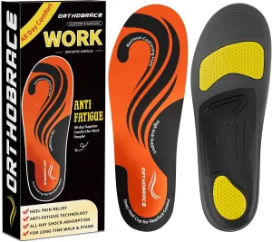 Work Orthotic Insoles for All Day Comfort, Anti Fatigue High Arch Support Shoe Inserts Men Women for Relieve Foot Pain, Plantar Fasciitis, Work Boot Insoles for Standing All Day-L