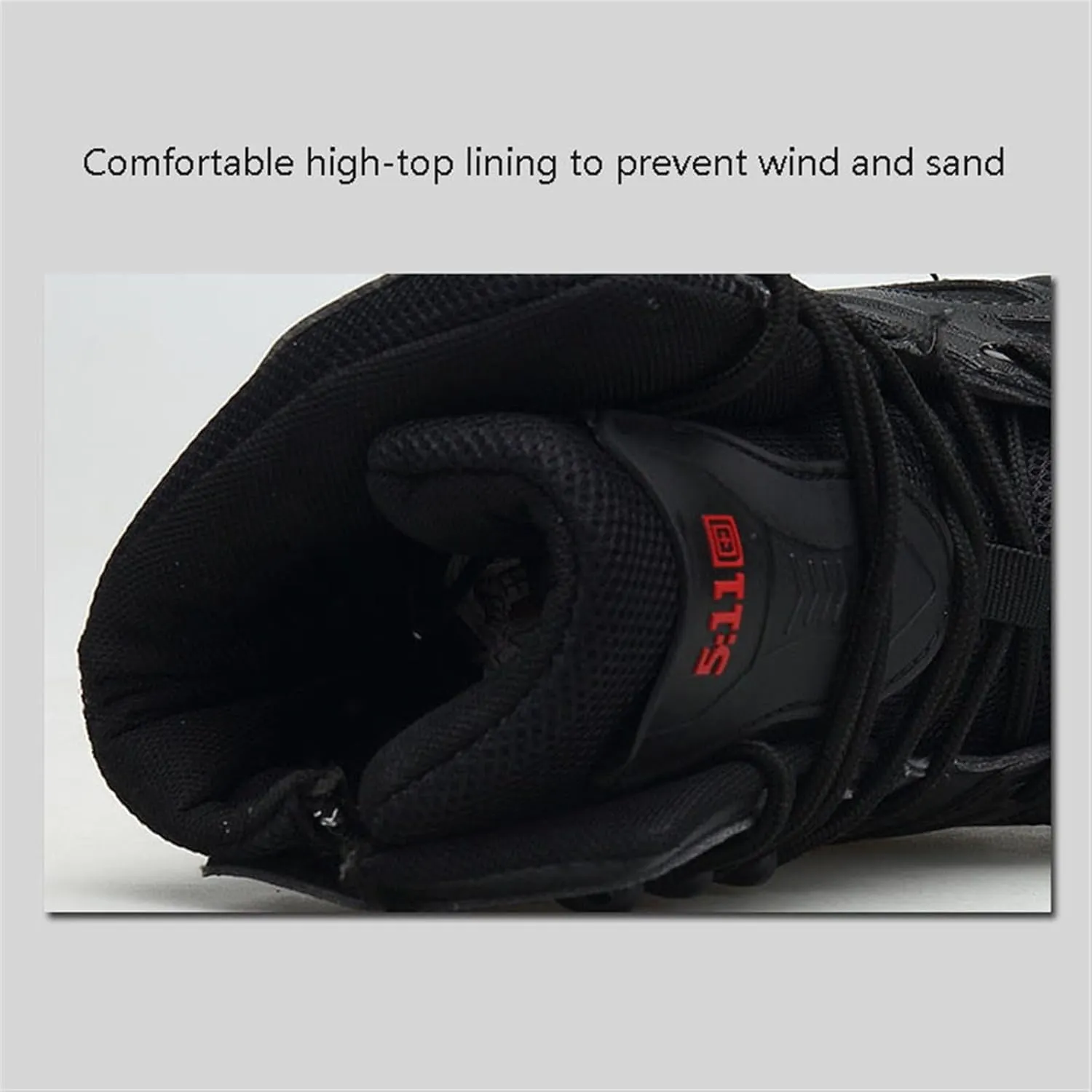 Wygwlg Mens Tactical Military Boots, Men Outdoor Plus Size Side Zipper High Top Combat Boots, Leather Breathable Waterproof Lace up Hiking Boots, for Work, Security, Motorcycle