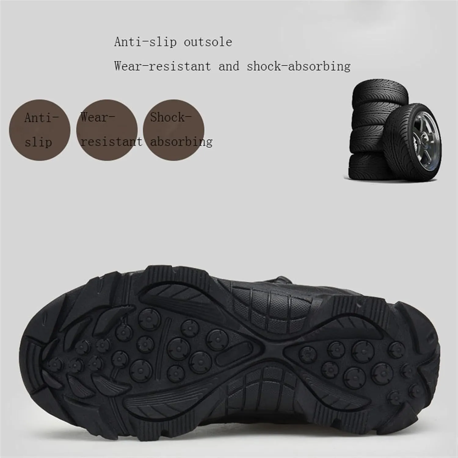Wygwlg Mens Tactical Military Boots, Men Outdoor Plus Size Side Zipper High Top Combat Boots, Leather Breathable Waterproof Lace up Hiking Boots, for Work, Security, Motorcycle