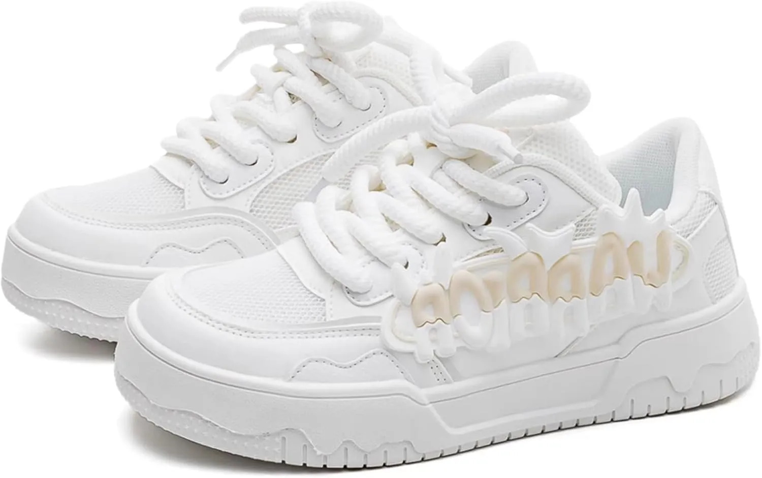 Y2K Dopamine Color Block Women Walking Sneakers- Chunky Sole Aesthetic Shoes | Breathable & Comfortable Athletic Footwear with Cute 3D Lettering - Fashion Versatile Sports Trainers