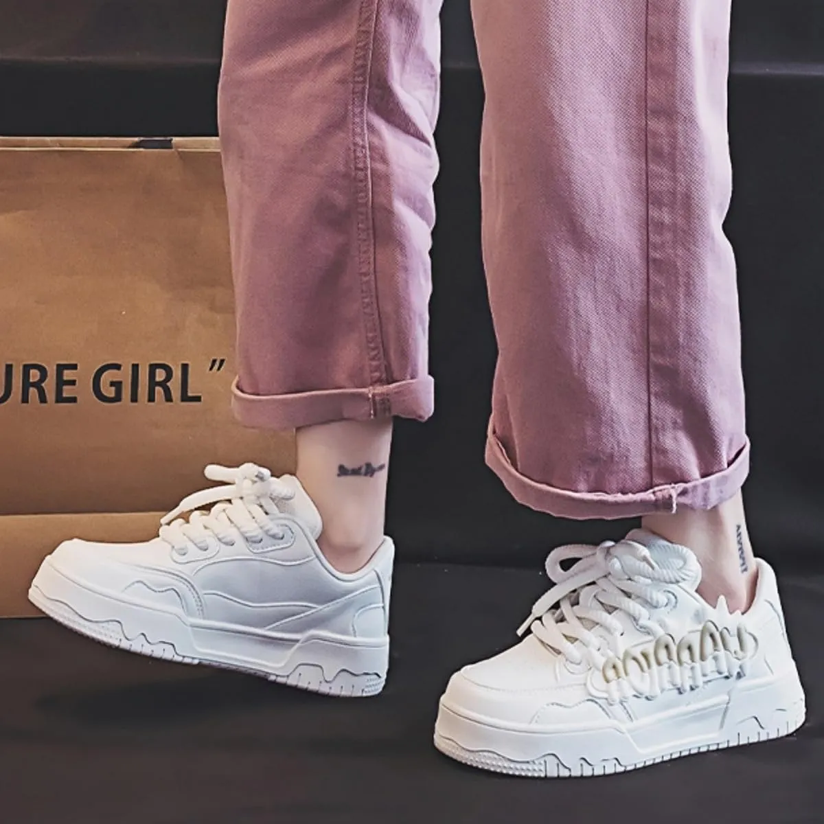 Y2K Dopamine Color Block Women Walking Sneakers- Chunky Sole Aesthetic Shoes | Breathable & Comfortable Athletic Footwear with Cute 3D Lettering - Fashion Versatile Sports Trainers